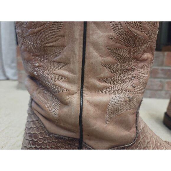 Dan Post Boots Ka Python Print Western Size 12 Tan Light Brown Leather Upper main image 5